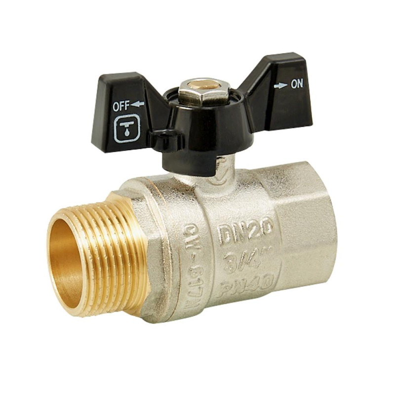 Кран кульовий ITAL PN40 3/4" вн.-зов., метелик, нікель image