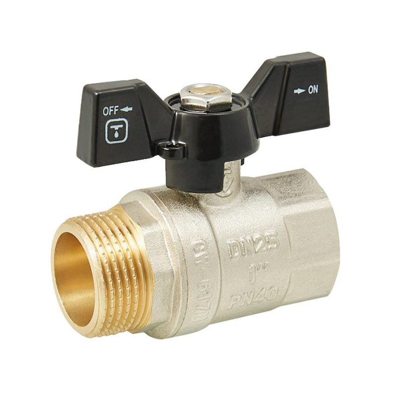 Кран кульовий ITAL PN40 1" вн.-зов., метелик, нікель image