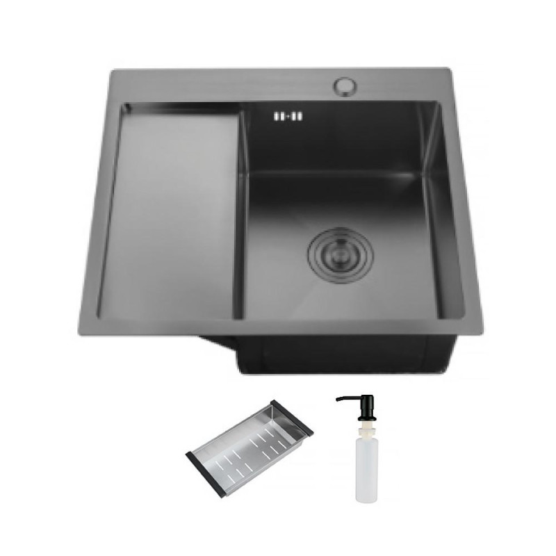 Кухонна мийка ITAL HD5851R, 580x510мм, нержавіюча сталь, права, чорний
