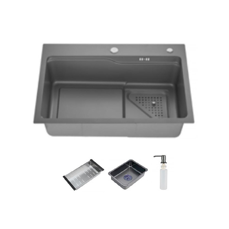 Кухонна мийка ITAL HD7546G, 750x460мм, нержавіюча сталь, сірий