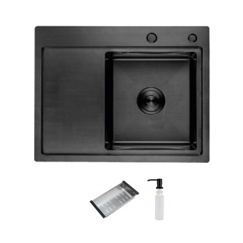 Кухонна мийка ITAL HD6350R, 630x500мм, нержавіюча сталь, права, чорний