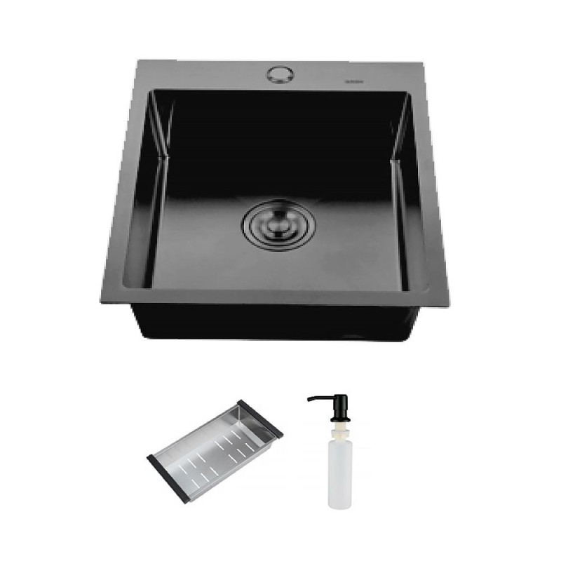 Кухонна мийка ITAL HD5050B, 500x500мм, нержавіюча сталь, чорний
