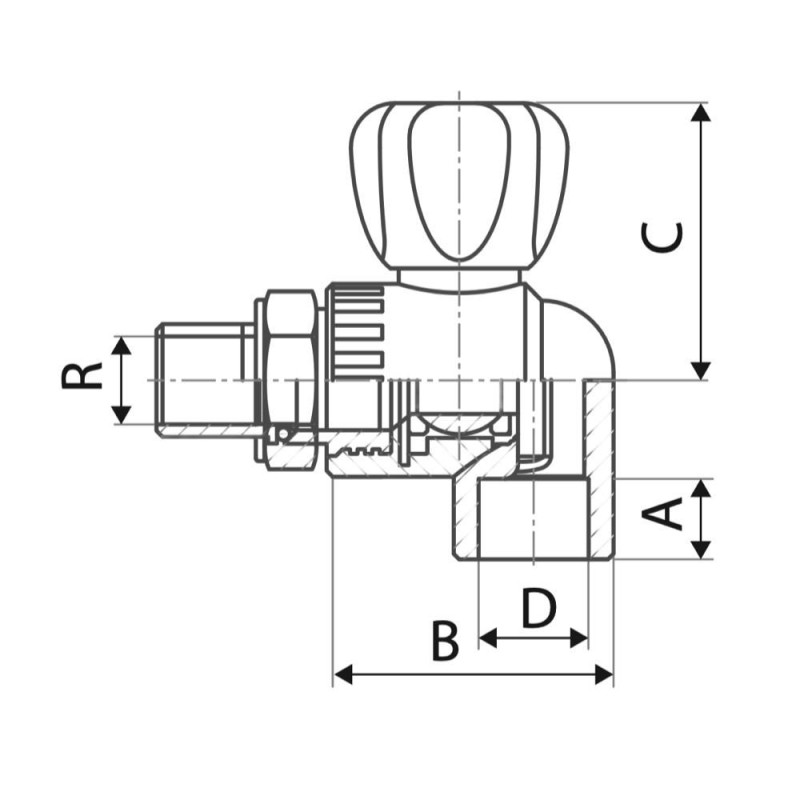 Кран кульовий PP-r ITAL 20 мм х 1/2" зі згоном, кутовий image