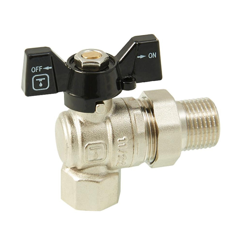 Кран кульовий з напівзгоном ITAL PN40 1/2", кутовий, нікель image