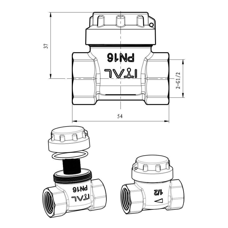 Фільтр грубого очищення ITAL IT12-01531, 1/2", прямий, нікель image