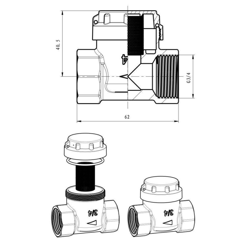 Фільтр грубого очищення ITAL IT34-01531, 3/4", прямий, нікель image