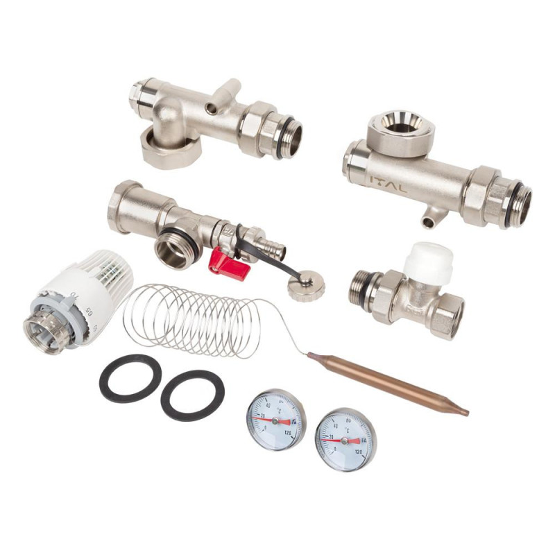 Pump and mixing unit for underfloor heating ITAL MG1-A 1"x3/4" thermostatic valve straight, without pump image