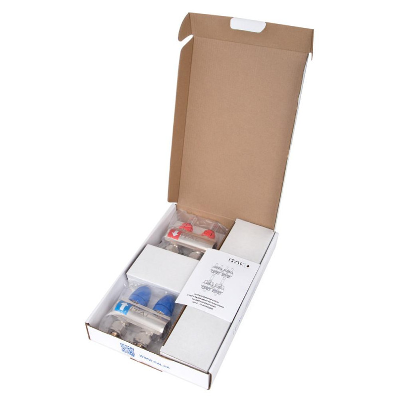 Manifold set with flow meters ITAL IT02-H2001 1"–3/4", eurocone, 2 outlets, brass image