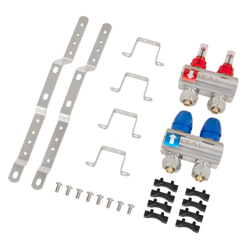 Manifold set with flow meters ITAL IT02-H2001 1"–3/4", eurocone, 2 outlets, brass image