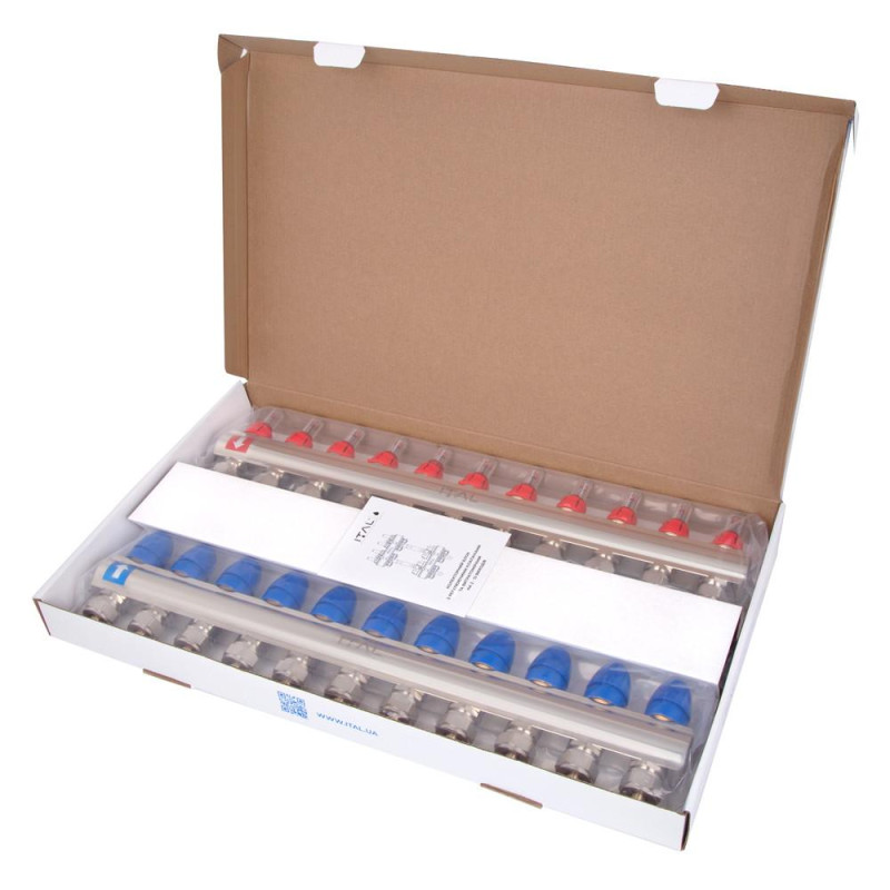 Комплект коллектора с расходомерами ITAL IT11-H2001 1"-3/4", евроконус, 11 выходов, латунь image
