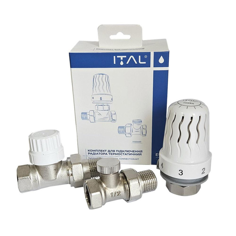 Комплект радіаторний ITAL 1/2" прямий термостатичний image