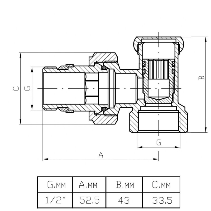 Вентиль радіаторний ITAL 1/2" балансувальний, кутовий (IH131114) image