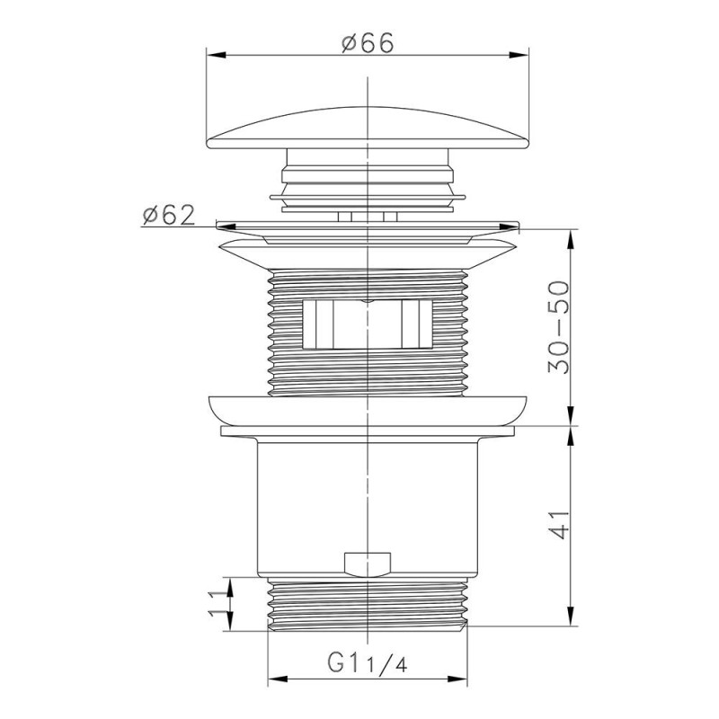 Донний клапан ITAL HF1087-Y, автомат, з переливом, Ø62мм, 1 1/4", латунь, хром image
