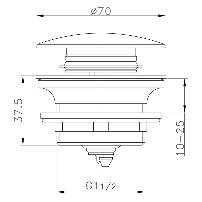 Донний клапан ITAL HF1056, автомат,  Ø70мм, 1 1/2", латунь, хром image