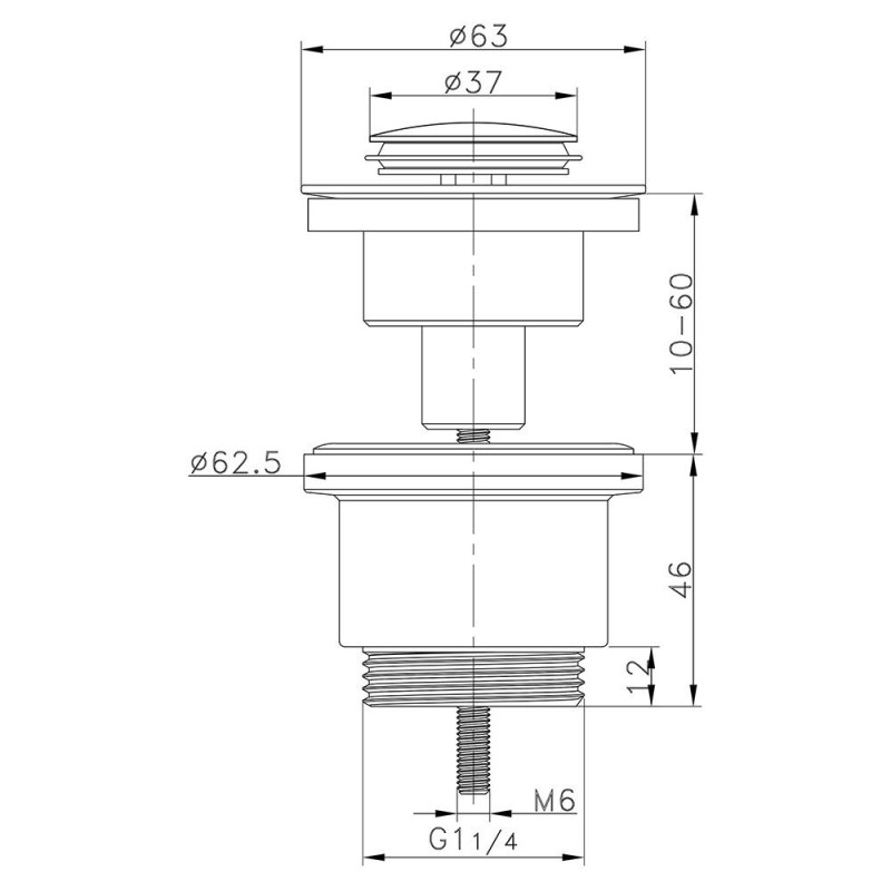Донний клапан ITAL HF1082, автомат, Ø63мм, 1 1/4", латунь, хром image
