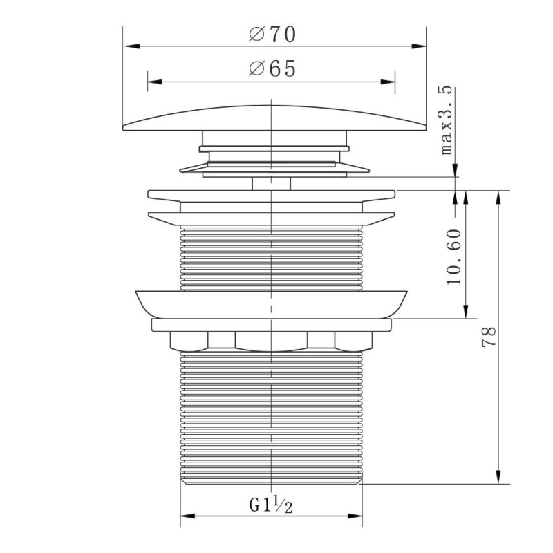 Донний клапан ITAL ITF 1057 автомат, Ø63мм, 1 1/4" image