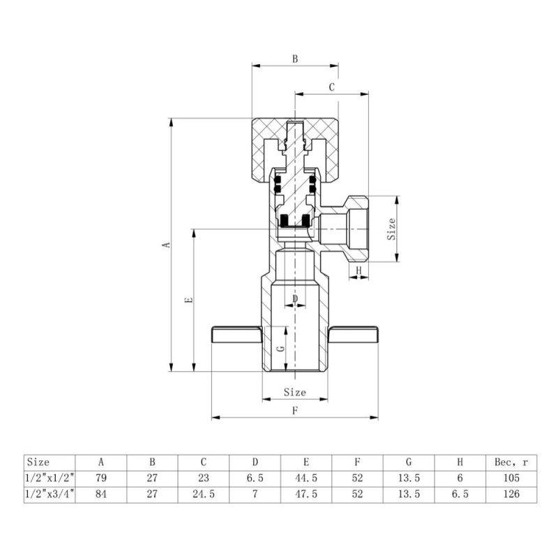 Кран приладовий ITAL 1/2" х 3/4" (ID231123) image
