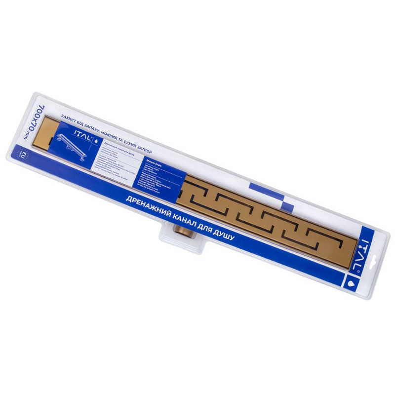 Душовий трап ITAL IT02-FT18/700, 700 мм, нержавіюча сталь, Brushed GOLD image