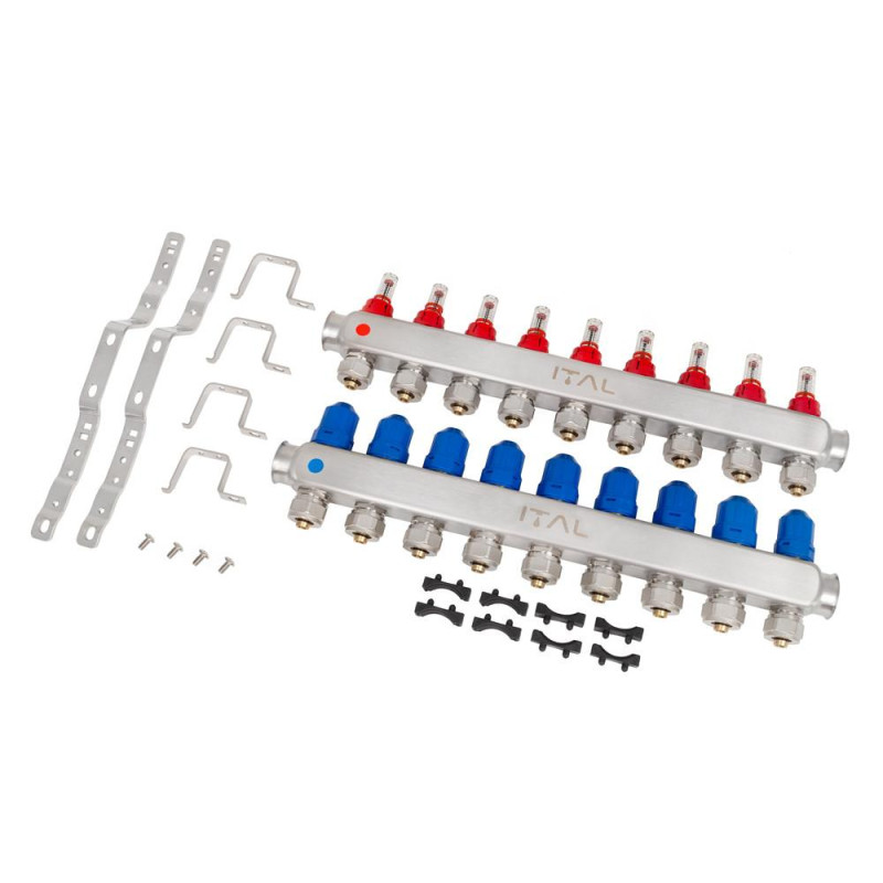 Manifold block with flow meters ITAL HC1-09 x 3/4"Ek,  stainless steel image