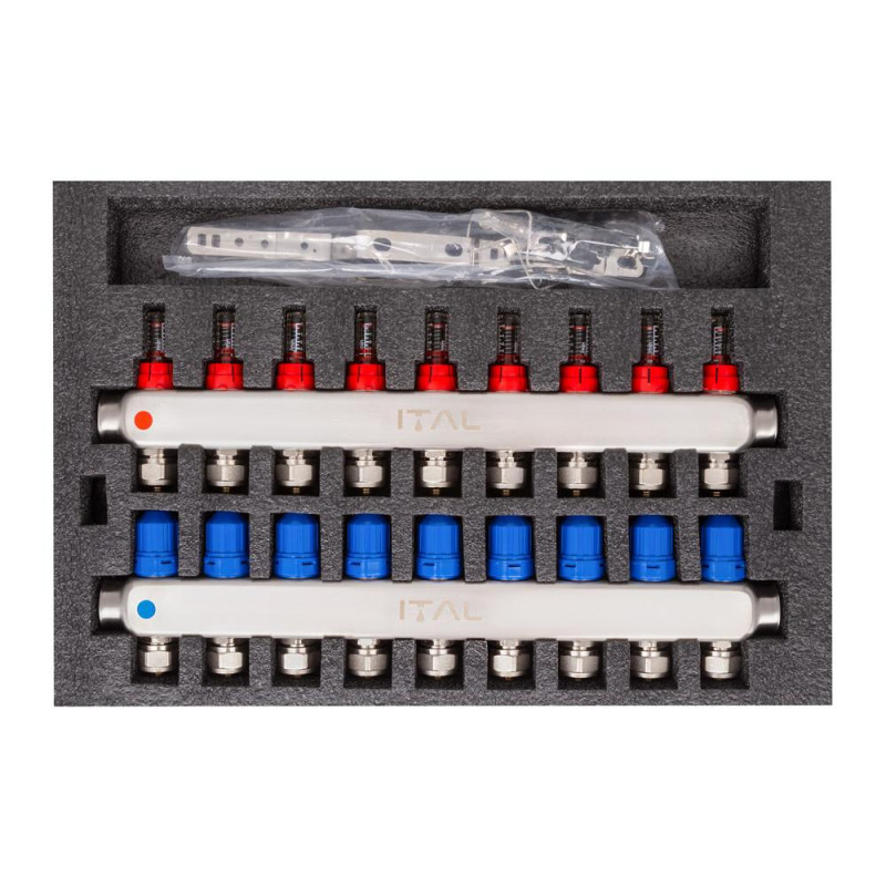 Manifold block with flow meters ITAL HC1-09 x 3/4"Ek,  stainless steel image