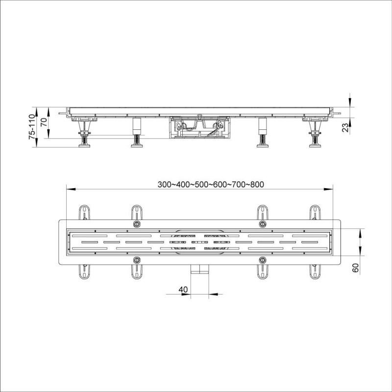 Душовий трап ITAL IT13-FT01/700, 700х70х67мм image