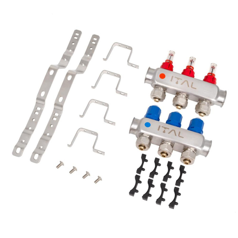 Manifold block with flow meters ITAL HC1-03 x 3/4"Ek, stainless steel image