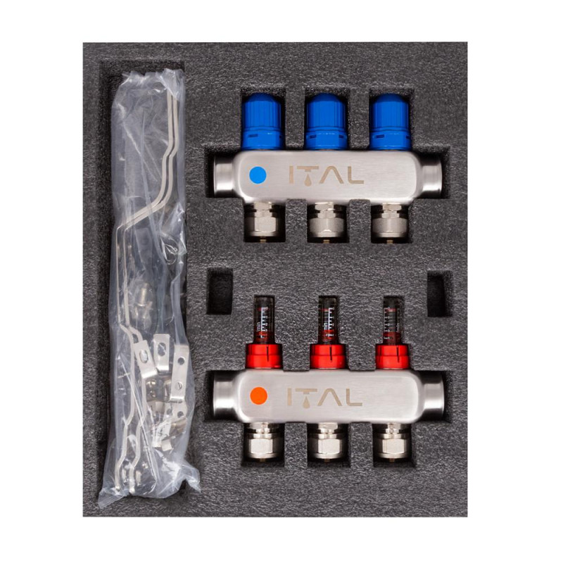 Manifold block with flow meters ITAL HC1-03 x 3/4"Ek, stainless steel image